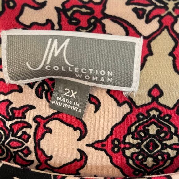 JM Collection Woman 2X blouse patterned sparkle batwing - Picture 5 of 10